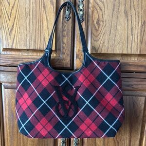 Victorias Secret Stylish Red and Black Plaid Tote Bag